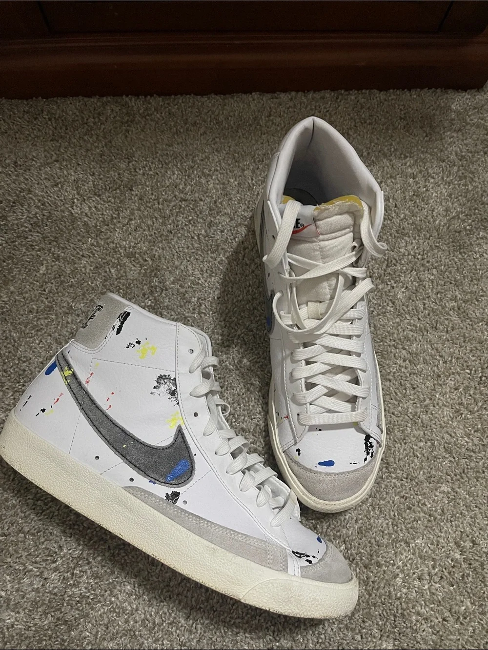 Nike Men’s White High-Top Sneakers with Paint-Splatter Detail